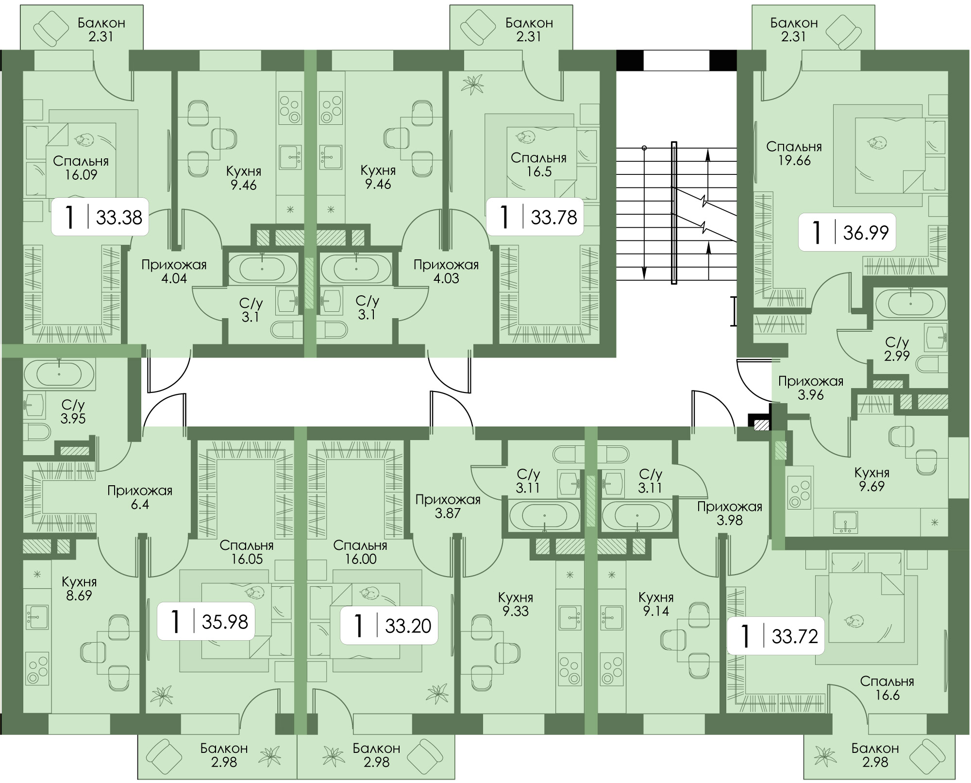 Однокомнатная квартира № 12 