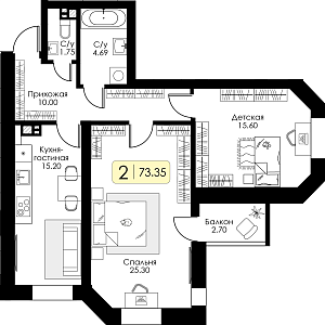 Двухкомнатная квартира № 169