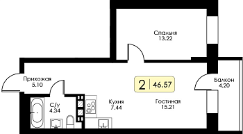 Однокомнатная квартира № 101 