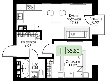 Однокомнатная квартира № 23 