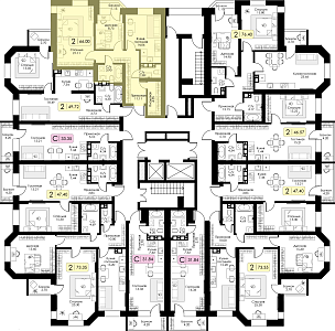 Двухкомнатная квартира № 132 